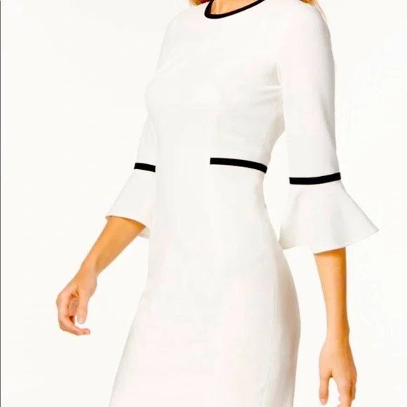 Calvin klein bell sleeve dress white hotsell